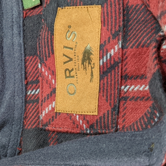 Orvis Men’s Brawny Flannel Shirt, Color RED, XL Tall - Picture 7 of 8